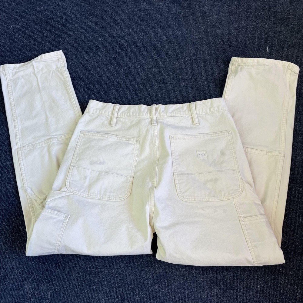 AE77 Jeans Mens 31x32 Double Knee Relaxed Straight Distressed Carpenter Workwear